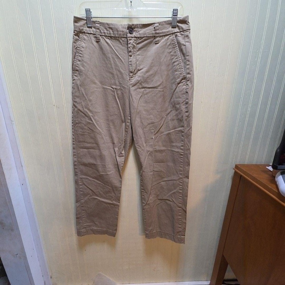 Gap Pants Womens 6 Beige Twill Girlfriend Khaki Crop Stretch Pockets Casual